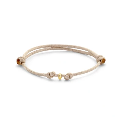Afbeelding van Armband Ringetje geelgoud satijn goudkleurig beige 13 26 cm
