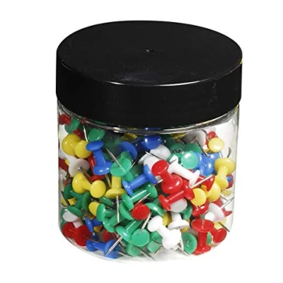 Afbeelding van Boite de 200 epingles push pins hauteur pointe 7mm 10mm diametre couleurs translucides a