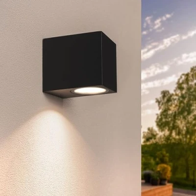 Afbeelding van Ledvion Wandlamp San Diego, Down Verlichting, IP54, GU10 fitting, Zwarte Lamp, Wand lamp Buiten, Tuinverlichting