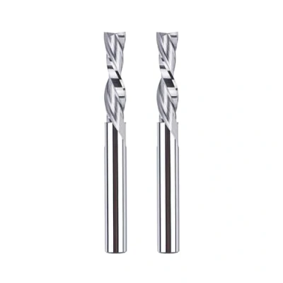 Afbeelding van SpeTool 2 Stuks Spiraalfrees 6mm Schacht Downcut 24mm Snijlengte CNC Freesset Nuttenfrees VHM Schachtfrees Frees voor Bovenfrees Spiraalnuttenfrees Langgatfrees Hout Router Bits Fluiten Houtfrees