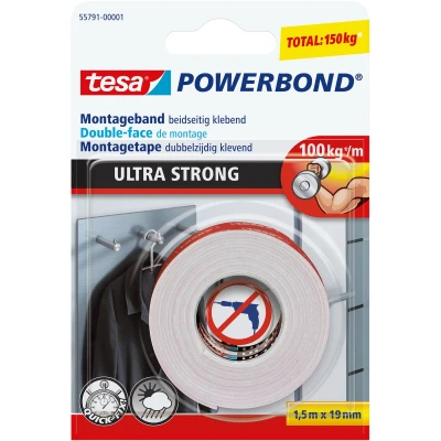 Afbeelding van Powerbond dubbelzijdige plakband Tesa ultra 19mmx1.5m