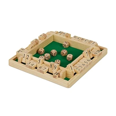 Afbeelding van Relaxdays Shut the box 1 10 bordspel reisspel rekenspel 4 spelers hout