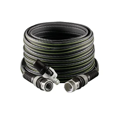 Afbeelding van FITT FORCE 5/8&quot; 25 m, tuinwaterslang voor besproeiing, compact, lichtgewicht en bestendig intensief gebruik met lans, kleur lime grijs