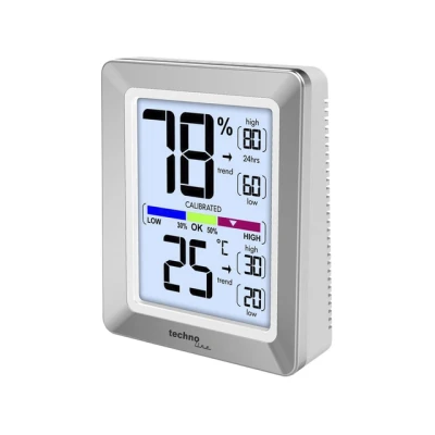 Afbeelding van Technoline WS 9460 modern binnenklimaatstation met weergave van temperatuur en vochtigheid in chroom / wit