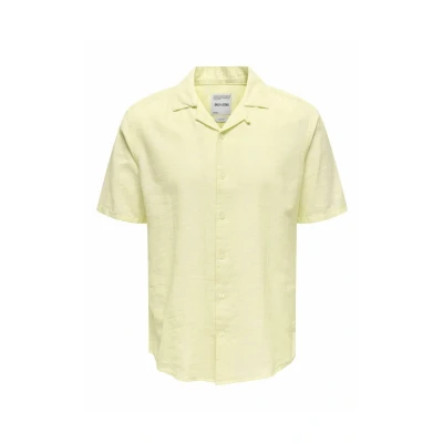 Afbeelding van Only &amp; Sons Onscaiden LIFE Solid Resort Overhemd, Heren, Maat: Large, Flan