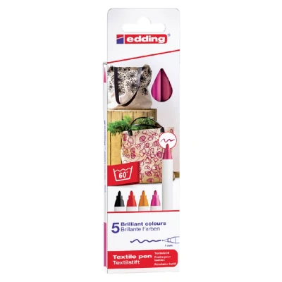 Afbeelding van Viltstift edding 4600 textiel rond 1mm warm assorti blister à 5 stuks