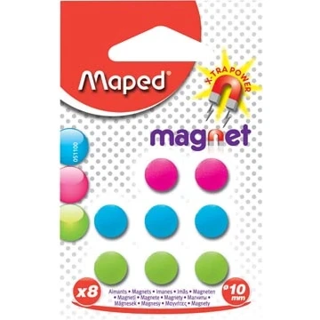Afbeelding van Maped Magneten Op Blister Diameter 10 Mm, 8 Stuks, 1 Kleur Per (groen, Blauw Of Fuchsia)