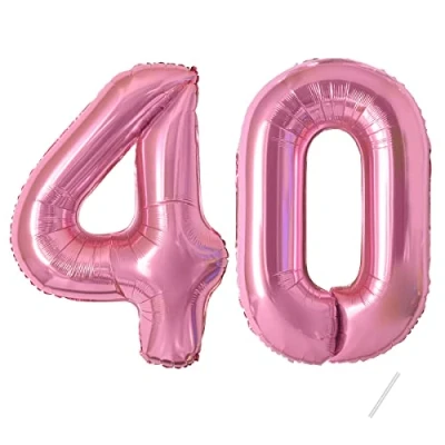 Afbeelding van 40 Verjaardag Decoratie nummers Ballon jaar Folieballon Roze voor 40e Verjaardagsdecoratie Mannen Vrouwen Nummer Vliegt met helium Verjaardagsfeest &quot; 101
