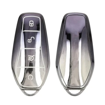 Afbeelding van kwmobile autosleutel hoesje geschikt voor BYD Atto 3 / Han Tang Dolphin Yuan Seal hoes TPU behuizing Beschermende auto sleutel case Sleuteletui in donkergrijs zilver