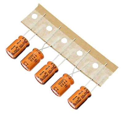 Afbeelding van 20x Elektrolytische condensator Radiaal 100µF 50V 125C RK 50V101MG3GYX TA2 d8x12mm 100uF
