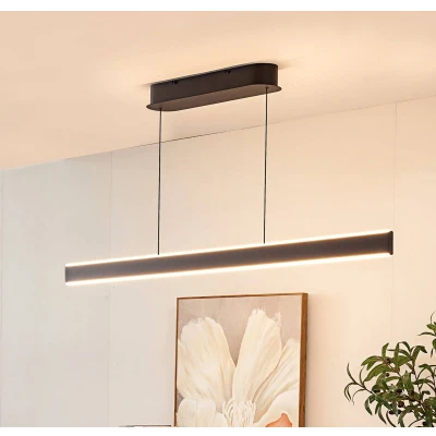 Afbeelding van Lucande LED hanglamp Philine, lengte 121 cm zwart ijzer
