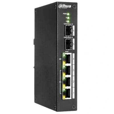 Afbeelding van Dahua PFS3206 4P 96 Netwerkschakelaar Managed L2 Fast Ethernet (10/100) Power over (PoE) (4 Havens), Netwerkschakelaar, Zwart