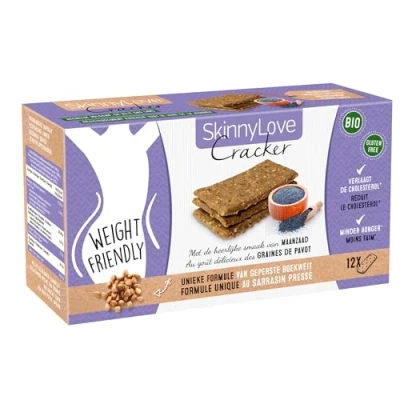 Afbeelding van Skinnylove Bio Boekweit Cracker Maanzaad 72 Crackers Cholesterol verlagend Glutenvrij Afslanken Hongerstillend