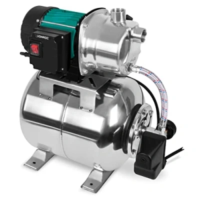 Afbeelding van VONROC Hydrofoorpomp / hydrofoorset met drukschakelaar 1000W 3500l/h 19L RVS tank pomphuis