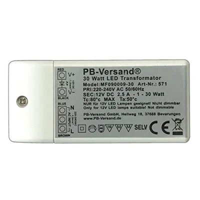 Afbeelding van LED lampen mini transformator 12V DC 1 30 Watt (H 20mm) voeding driver laagspanning