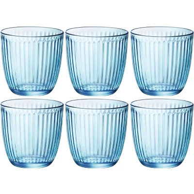 Afbeelding van Set van 12x stuks waterglazen/drinkglazen blauw 290 ml Drinkglazen