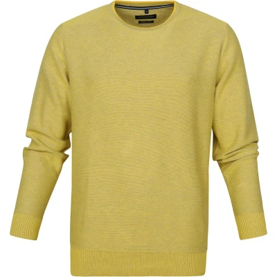Afbeelding van Casa Moda Pullover O Hals Geel maat 4XL Heren met Regular fit Pasvorm Katoen Suitable Herenkleding