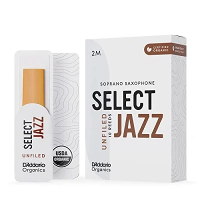 Afbeelding van D&#039;Addario Woodwinds Organic Select Jazz Sopraansaxofoonriet Individueel verzegeld Niet gearchiveerd, Medium, Sterkte 2, 10 Pack