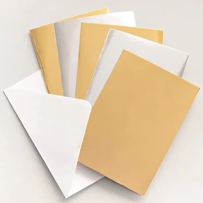 Afbeelding van Baker Ross FE830 Metallic Goud en Zilver Wenskaarten Pak van 12, losse kaartjes om kaarten te maken, maak je eigen kerstkaarten, ideaal voor knutselprojecten kinderen