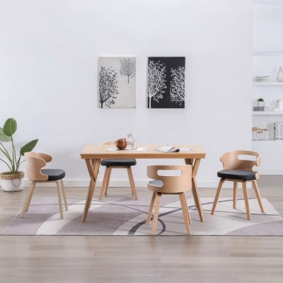 Afbeelding van Eetkamerstoelen 4 st gebogen hout en kunstleer zwart