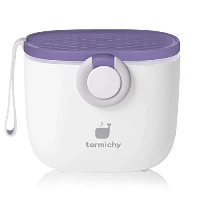 Afbeelding van Melkpoederdispenser, Termichy formuledispenser, 500 ml luchtdichte draagbare melkpoedercontainer voor reisvoeding, met afroomrandje en lepel (1 exemplaar, paars)