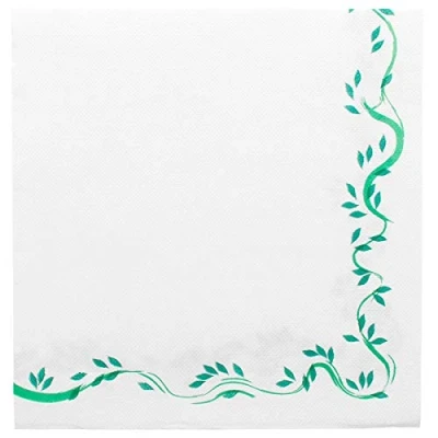 Afbeelding van 2 x 50 servetten 40x40cm &quot;Double Point&quot; Wit, motief Floralia (2 paketten)