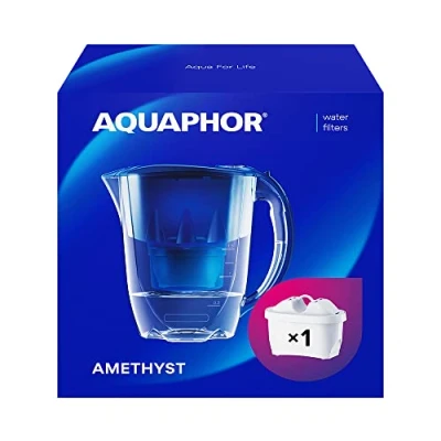 Afbeelding van AQUAPHOR Waterfilterkan Amethyst Blauw 1 X MAXFOR+ Filter Inbegrepen I Capaciteit 2,8l Past in de koelkastdeur Vermindert Kalk Chloor &amp; Microplastics