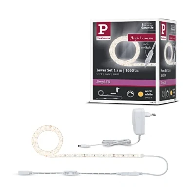 Afbeelding van Paulmann 78955 LED strip SimpLED Power 1,5 m met snoerdimmer 1100lm/m incl. 1x17 watt IP44 dimbaar lichtband wit lichtstrip kunststof 3000 K