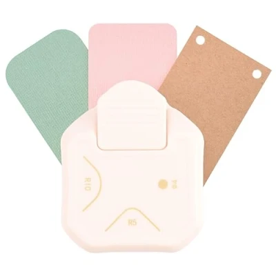 Afbeelding van Vaessen Creative 3 in 1 hoekpons, 5 10 mm, Ø 4 creëert ronde hoeken, hangers en etiketten, papierstans voor doe het zelfprojecten, scrapbooking kaarten knutselen