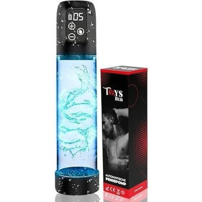 Afbeelding van Toys Hub® Automatische Penispomp MAX Met 2 Penisringen &amp; Ebook Elektrisch USB Oplaadbaar LED Scherm Sex voor Mannen Penis Vergroter 20 CM
