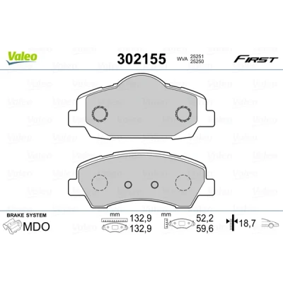 Afbeelding van Valeo Remblokset 302155