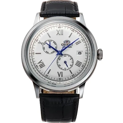 Afbeelding van Orient RA AK0701S Bambino versie 8 lederen band witte wijzerplaat multifunctioneel Automatisch horloge, Wit, Horloge