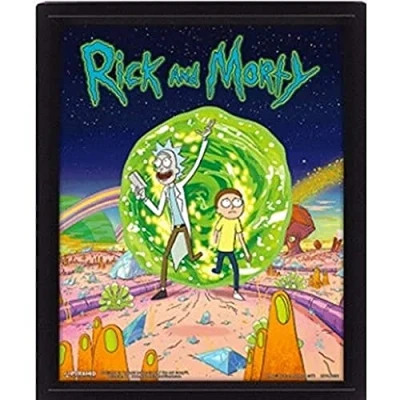 Afbeelding van Cartoon Network Rick &amp; Morty &#039;Portal&#039; 3D Lenticulaire poster, 10 x 8 inch, meerkleurig