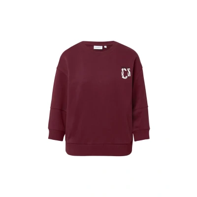 Afbeelding van comma casual identity Sweatshirt bordeaux / wit
