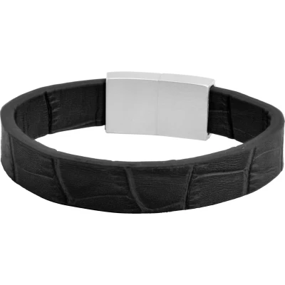 Afbeelding van Frank 1967 7FB 0348 Armband staal/leder zwart 21 cm
