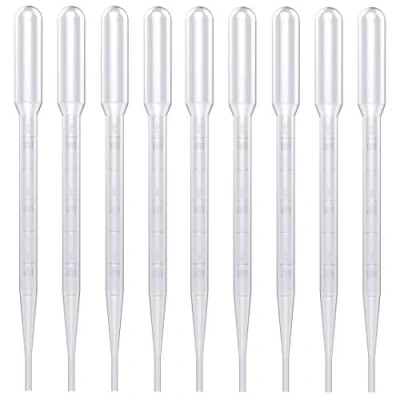 Afbeelding van Voarge 100 stuks pipetten druppelaars, kunststof transferpipetten met schaal voor laboratorium experimenttekening tools (3 ml)