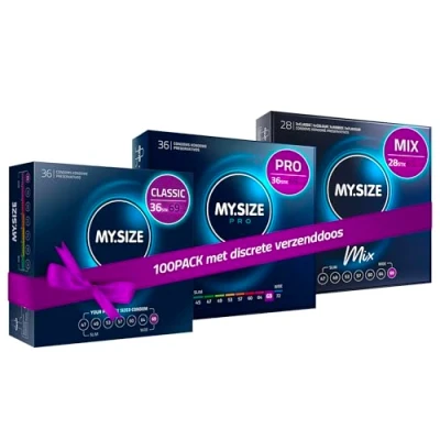 Afbeelding van MY.SIZE 100 Condooms 69 mm Megaset Classic+Mix+Pro I Maat 1 stuks voordeelverpakking Extra dun Premium condoom Zeer gevoelig Dunne wand Vegan voor mannen