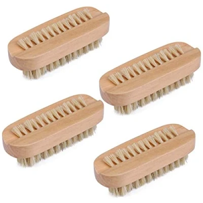 Afbeelding van Natuurlijke haren, manicure nagelborstel, houten dubbelzijdig, pedicure borstel, nagel bad borstel Nail reiniging, kleine (4 stuks)