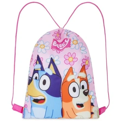Afbeelding van Bluey Zwemtas met trekkoord voor meisjes, string zwemtas, school, sport, reizen, PE tas, roze, Eén maat