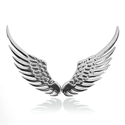 Afbeelding van EQLEF autosticker, 3D vleugelstickers, styling, mode, metaal, sticker, autoaccessoires (1 paar) (zilver)