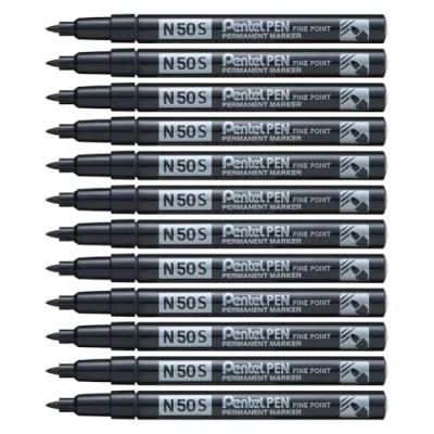 Afbeelding van Pentel N50S A Bullet Tip Permanente Marker Zwart (Pack van 12)