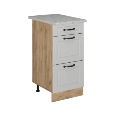 Afbeelding van Vicco Keukenonderkast R Line, Wit Landhuis/Krachtige eik goud, 40 cm met laden, AP marmer