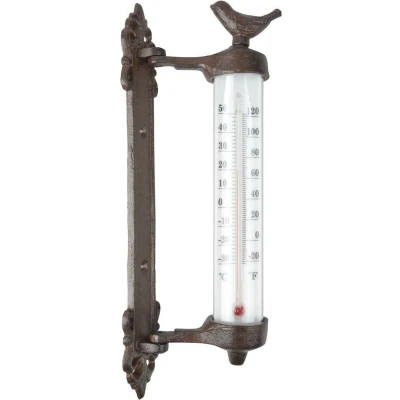 Afbeelding van Esschert Design Muurthermometer gietijzer bruin BR20