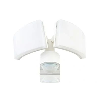 Afbeelding van HUBER LED spot met bewegingsmelder 360 2 x 20W, 4400lm 3 sensoren, matrixlenzen en bereikbegrenzing, wand hoekmontage, IP65, wit