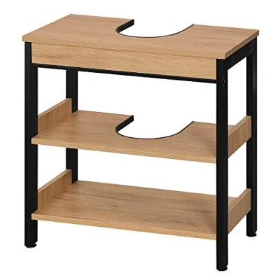 Afbeelding van eSituro Wastafelonderkast, badkamerkast met sifonuitsparing, wastafelkast, van MDF, 60 x 30 cm