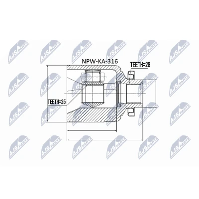 Afbeelding van Homokineet reparatie set, aandrijfas NTY NPW KA 316