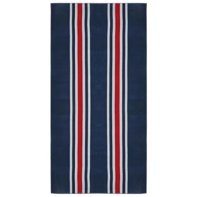 Afbeelding van Groot Strandlaken 100 x 200 cm Katoen Donkerblauw Rood Wit