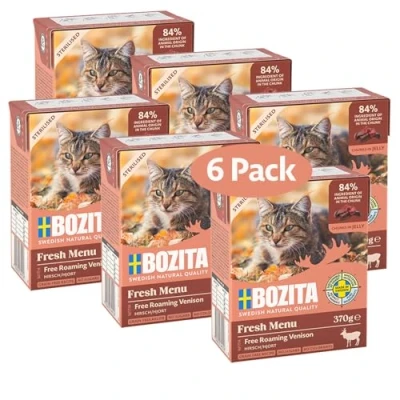 Afbeelding van 34x370g Bozita Tetra Hapjes in Gelei Sterilised met Hert Kattenvoer