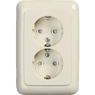 Afbeelding van Busch Jaeger 302 EUJT 212 dubbele wandcontactdoos kinderveilig SI creme