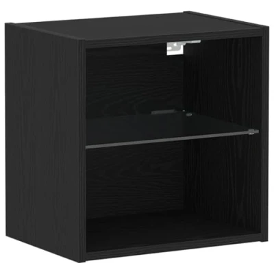 Afbeelding van vidaXL Zwart Eiken Engineered Hout Standaard Opslag Zwarte Plank